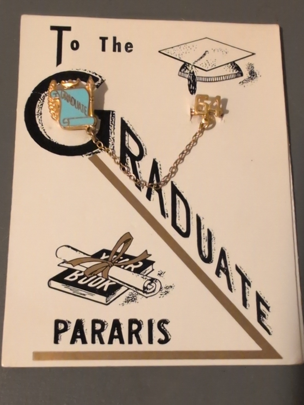 Vintage Graduation Pin 1964 Gold And blue Enamel